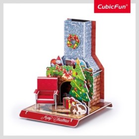 Puzzle 3D Semineu decorat de Craciun 24 piese 11.8x13.3x16.4 cm asamblat